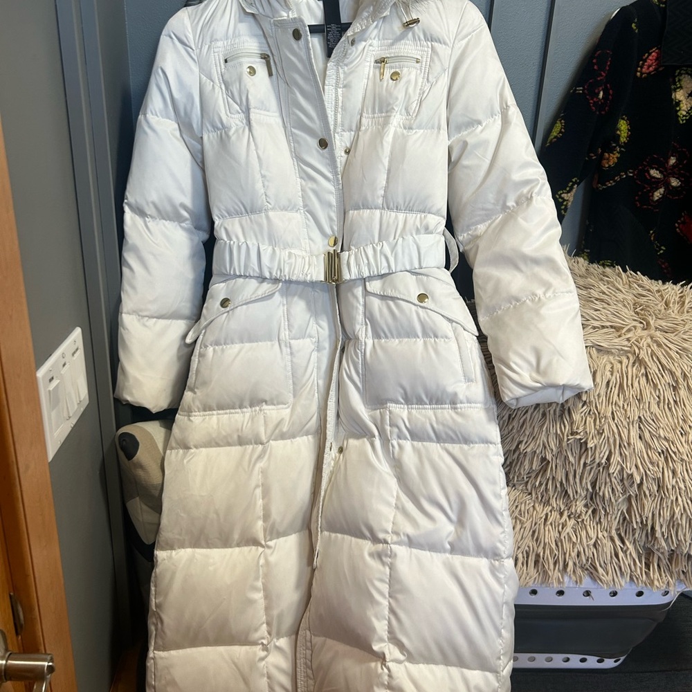 Moda International Long White Puffer Coat